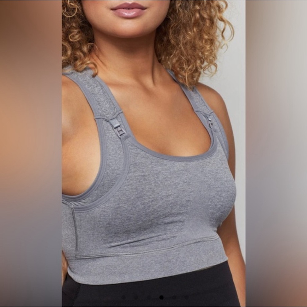 NWT Good American Seamless Clip Down Nursing Bra XS/S Heathered Grey